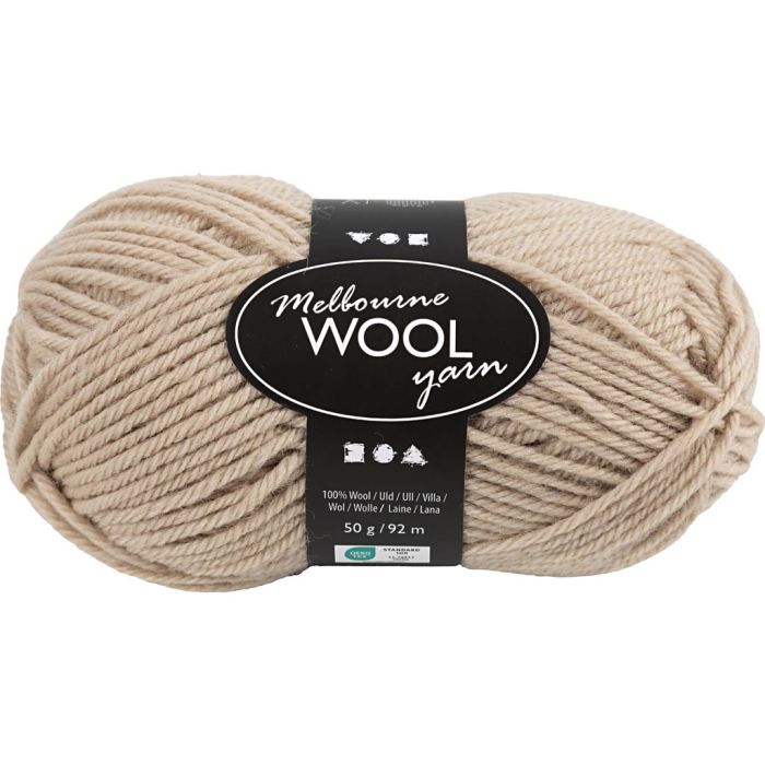 Pelote de laine Melbourne, L : 92 m, aiguille 4-5,5, beige, 50 gr/ 1 boule