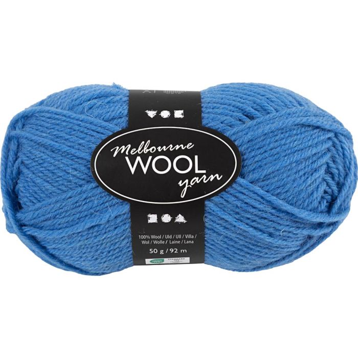 Pelote de laine Melbourne, L : 92 m, aiguille 4-5,5, bleu clair, 50 gr/ 1 boule