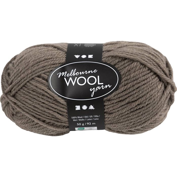 Pelote de laine Melbourne, L : 92 m, aiguille 4-5,5, brun gris, 50 gr/ 1 boule