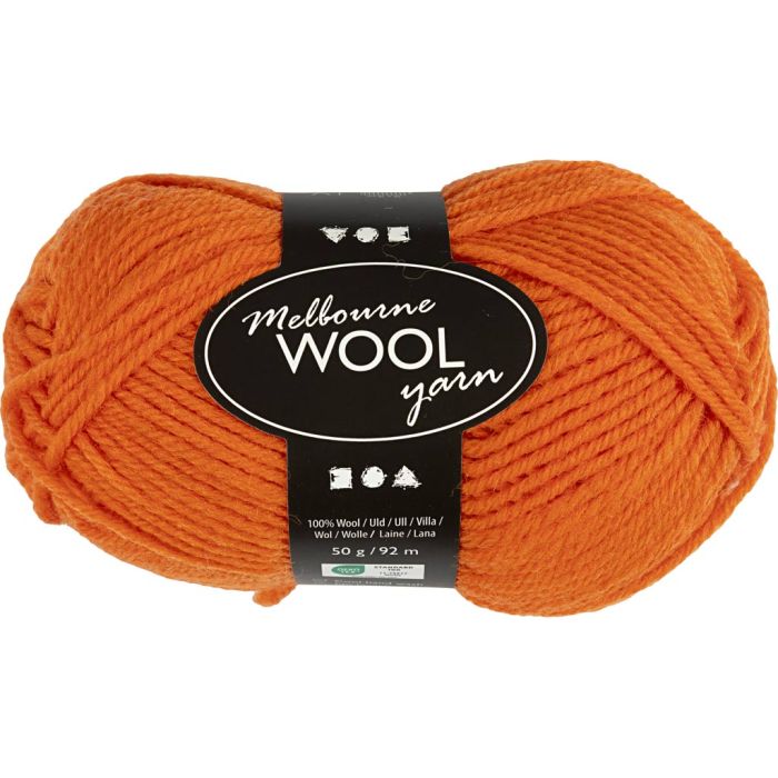 Pelote de laine Melbourne, L : 92 m, aiguille 4-5,5, orange, 50 gr/ 1 boule