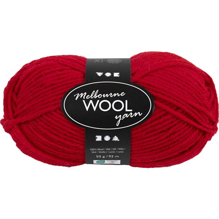 Pelote de laine Melbourne, L : 92 m, aiguille 4-5,5, rouge, 50 gr/ 1 boule