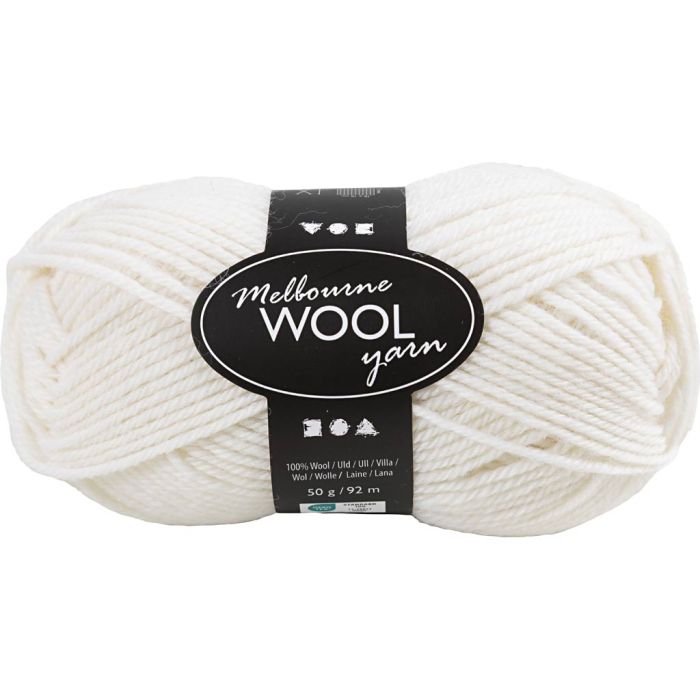 Pelote de laine Melbourne, L : 92 m, aiguille 4-5,5, blanc cassé, 50 gr/ 1 boule