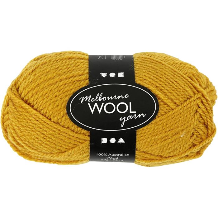 Pelote de laine Melbourne, L : 92 m, jaune foncé, 50 gr/ 1 boule