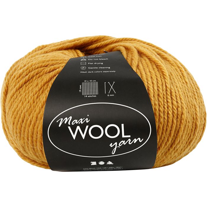 Pelotes de Laine, L : 125 m, jaune foncé, 100 gr/ 1 boule