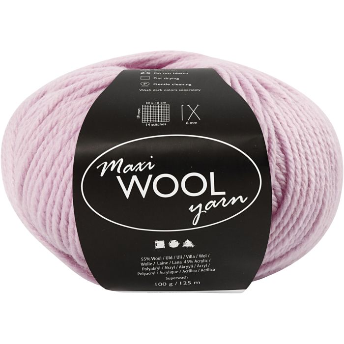 Pelotes de Laine, L : 125 m, dusty rose, 100 gr/ 1 boule