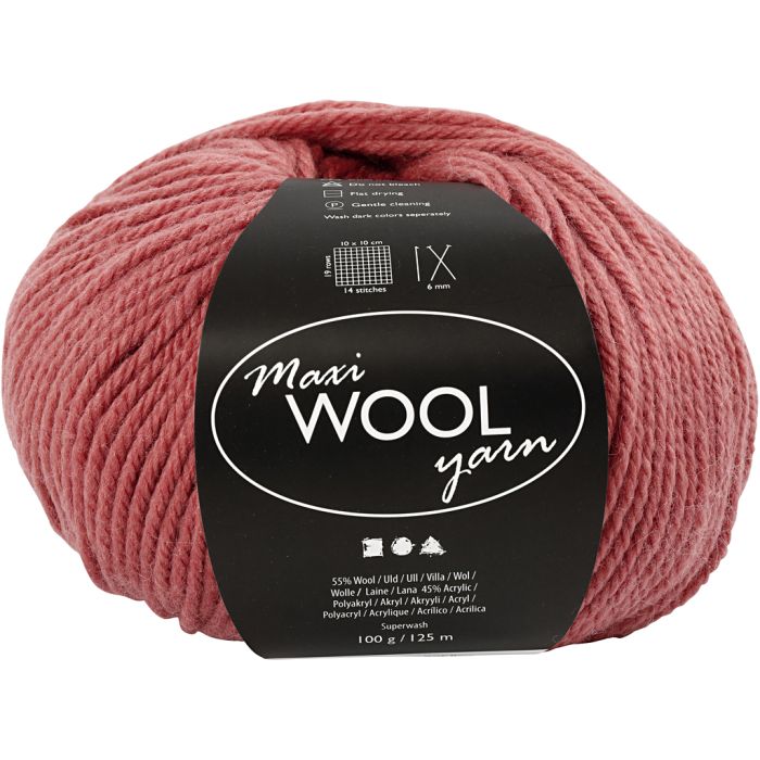Pelotes de Laine, L : 125 m, rose foncé, 100 gr/ 1 boule