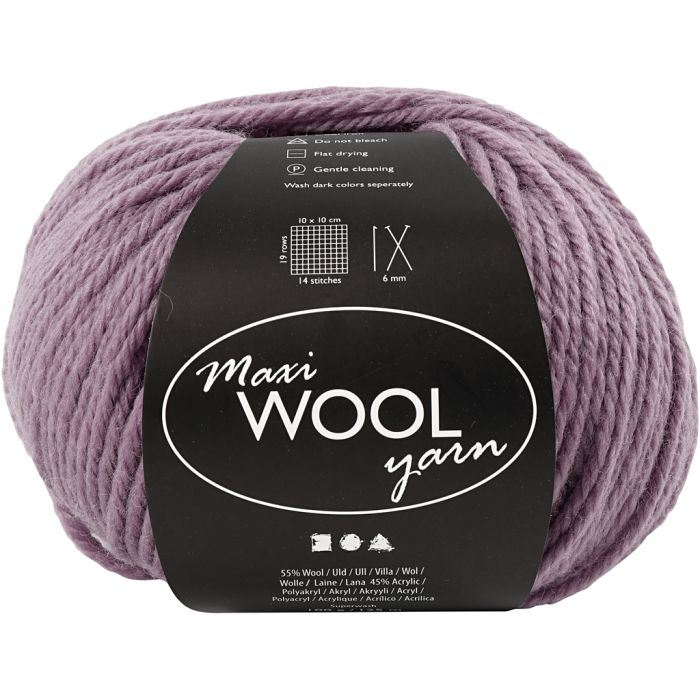 Pelotes de Laine, L : 125 m, lavande, 100 gr/ 1 boule