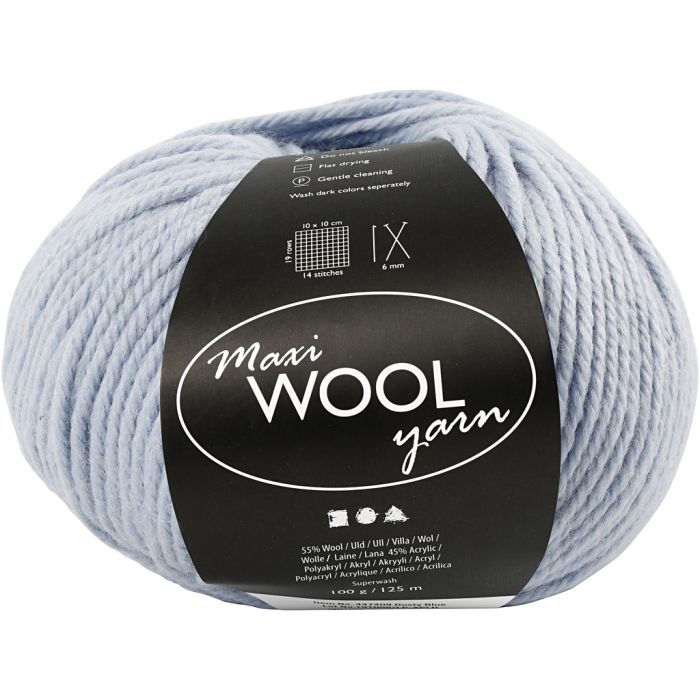 Pelotes de Laine, L : 125 m, dusty blue, 100 gr/ 1 boule