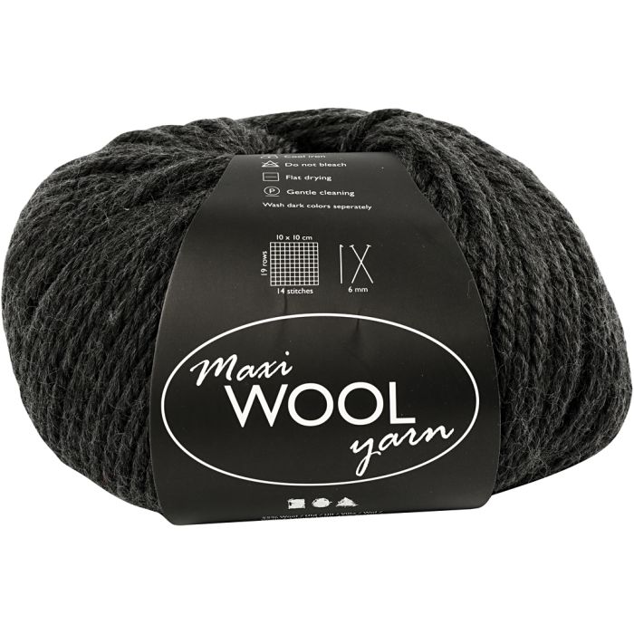 Pelotes de Laine, L : 125 m, mix gris foncé, 100 gr/ 1 boule