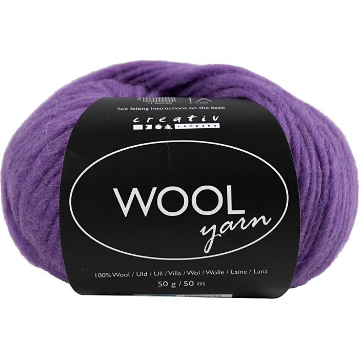 Pelotes de laine, L : 63 m, aiguille 6-7, violet, 50 gr/ 1 boule