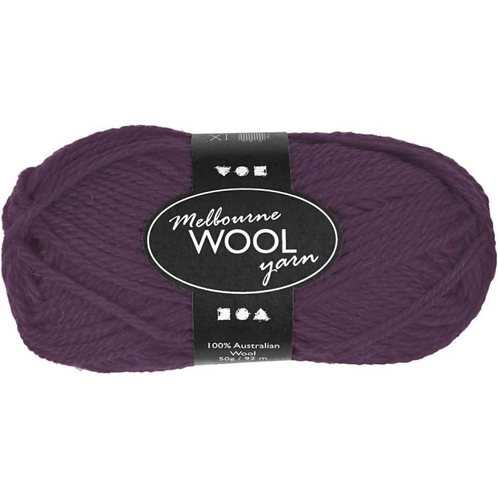Pelote de laine Melbourne, L : 92 m, violet, 50 gr/ 1 boule