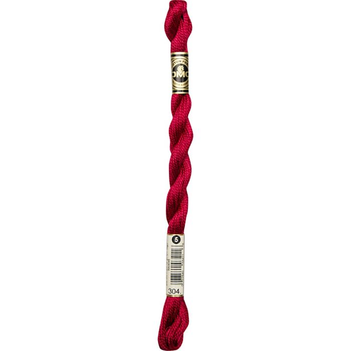 Fil de laine à perles DMC, dim. 5, rouge (304), 300 m, 12x25 m/ 1 Pq.