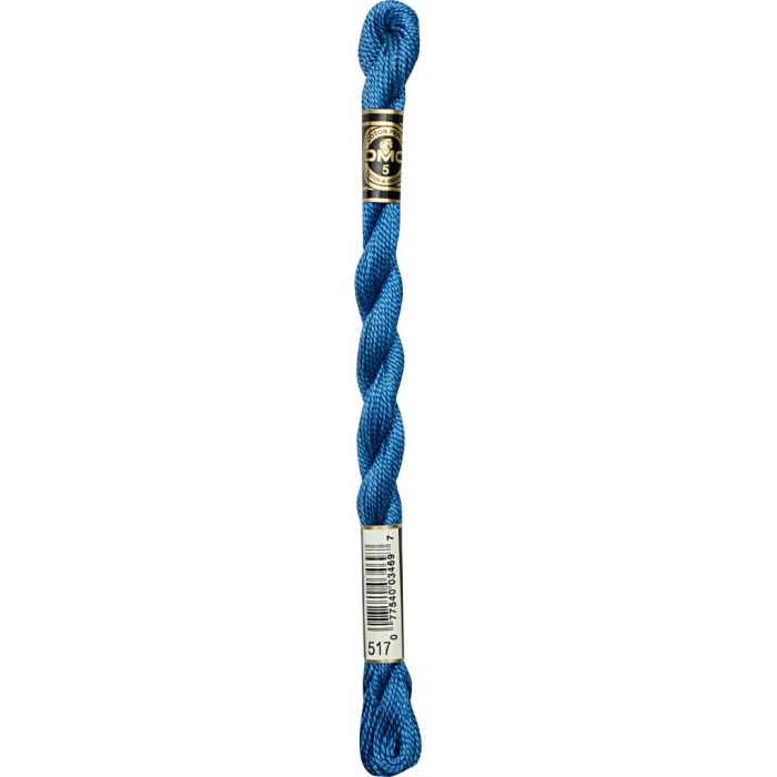 Fil de laine à perles DMC, dim. 5, bleu (517), 300 m, 12x25 m/ 1 Pq.