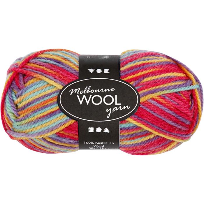 Pelote de laine Melbourne, L : 92 m, multicolore, 50 gr/ 1 boule