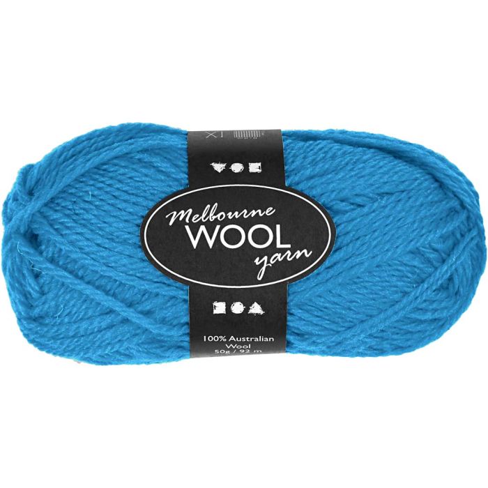Pelote de laine Melbourne, L : 92 m, bleu clair, 50 gr/ 1 boule