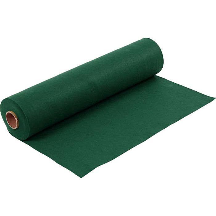 Feutrine synthétique, L : 45 cm, ép. 1,5-2 mm, 180-200 gr, vert foncé, 5 m/ 1 rouleau