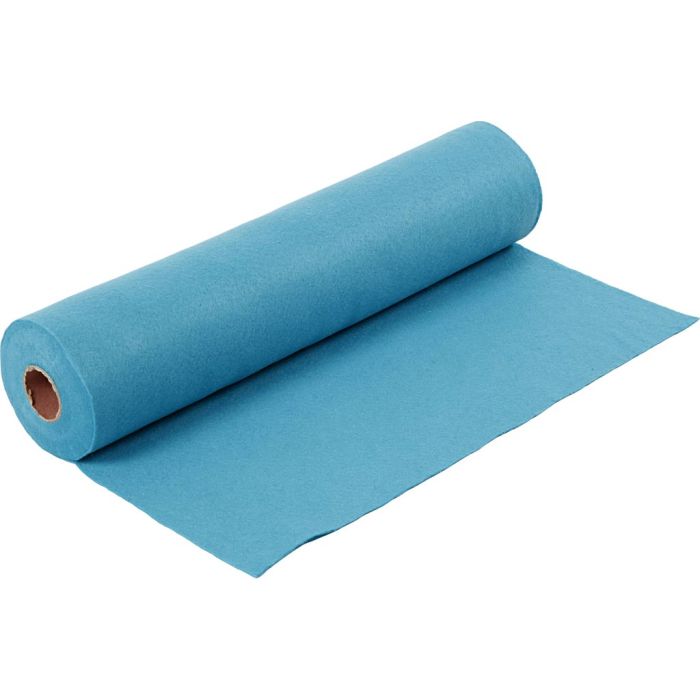 Feutrine synthétique, L : 45 cm, ép. 1,5-2 mm, 180-200 gr, turquoise, 5 m/ 1 rouleau