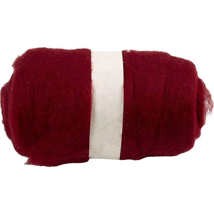 Pelote de Laine Cardée, warm red, 100 gr/ 1 boule