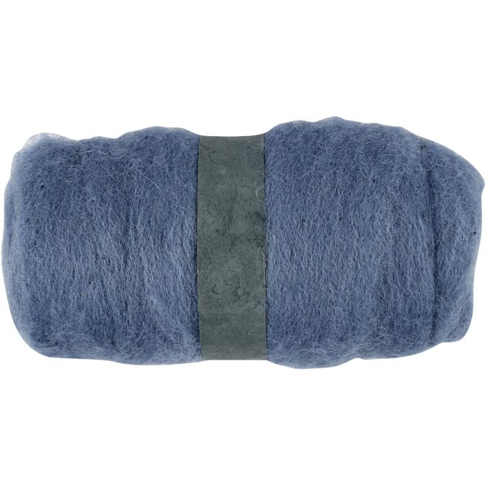 Pelote de Laine Cardée, bleu ciel, 100 gr/ 1 boule