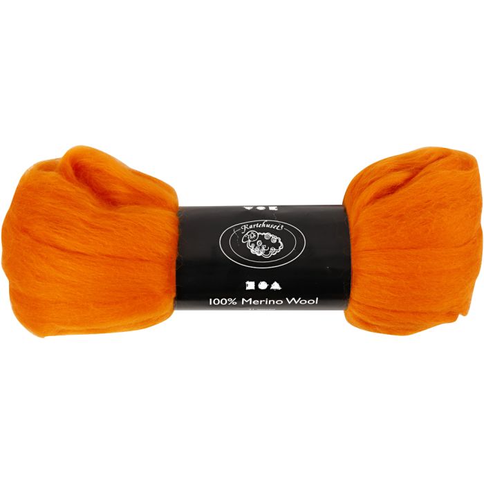 Laine Mérinos, ép. 21 my, orange, 100 gr/ 1 Pq.