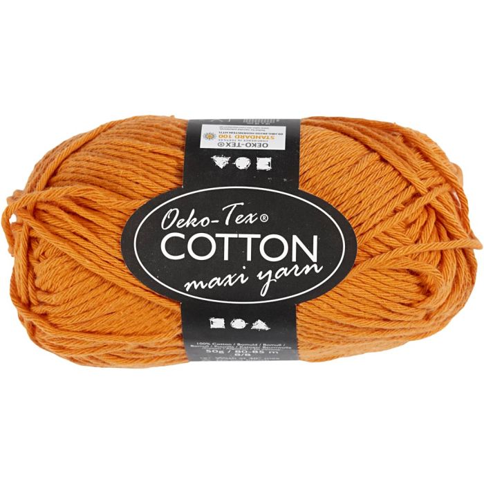 Pelote de fil de coton, dim. 8/8, L : 80-85 m, aiguille 4-4,5, orange, 50 gr/ 1 boule