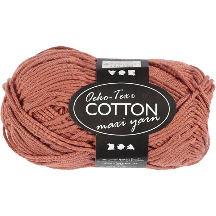 Pelote de fil de coton, dim. 8/8, L : 80-85 m, aiguille 4-4,5, terre brulée, 50 gr/ 1 boule