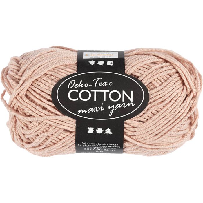 Pelote de fil de coton, dim. 8/8, L : 80-85 m, aiguille 4-4,5, beige, 50 gr/ 1 boule