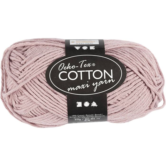 Pelote de fil de coton, dim. 8/8, L : 80-85 m, aiguille 4-4,5, lavande, 50 gr/ 1 boule