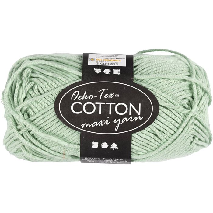 Pelote de fil de coton, dim. 8/8, L : 80-85 m, aiguille 4-4,5, vert menthe, 50 gr/ 1 boule