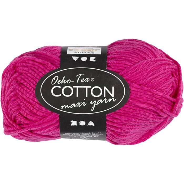 Pelote de fil de coton, dim. 8/8, L : 80-85 m, aiguille 4-4,5, rose, 50 gr/ 1 boule