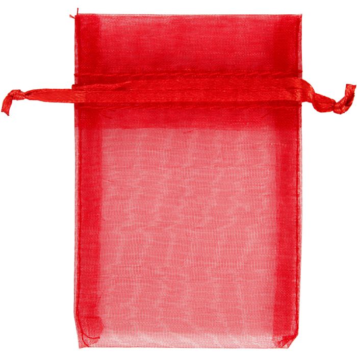 Sacs en organza, dim. 7x10 cm, rouge, 10 pièces/ 1 Pq.