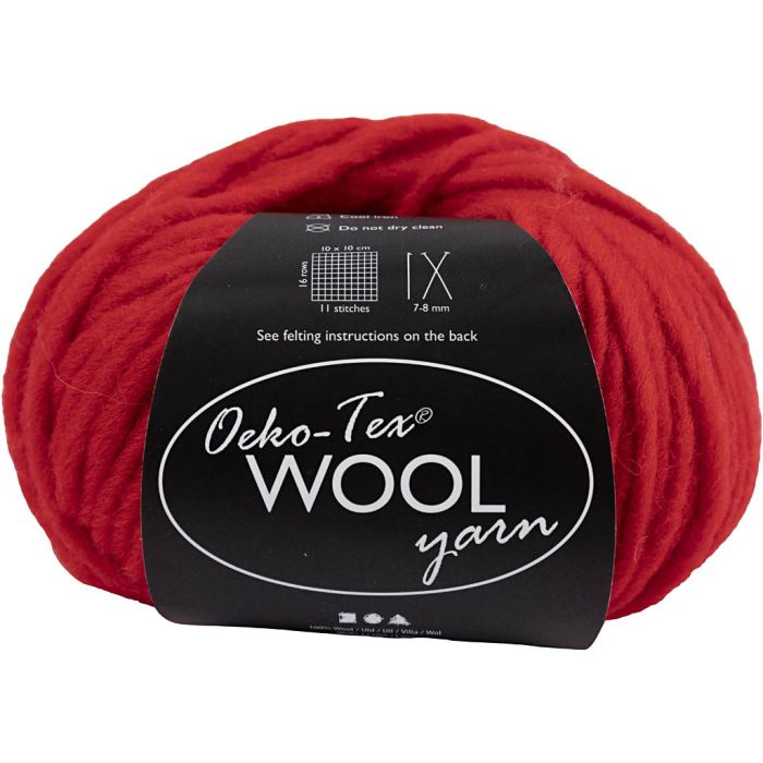 Pelotes de laine, L : 50 m, rouge, 50 gr/ 1 boule