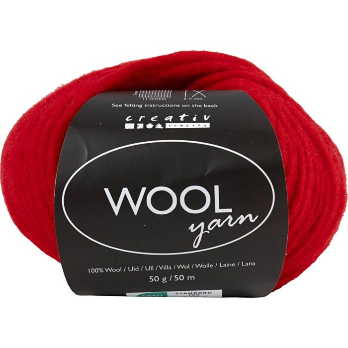 Pelotes de laine, L : 50 m, aiguille 8-9, rouge, 50 gr/ 1 boule