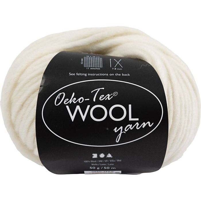 Pelotes de laine, L : 50 m, aiguille 8-9, blanc, 50 gr/ 1 boule
