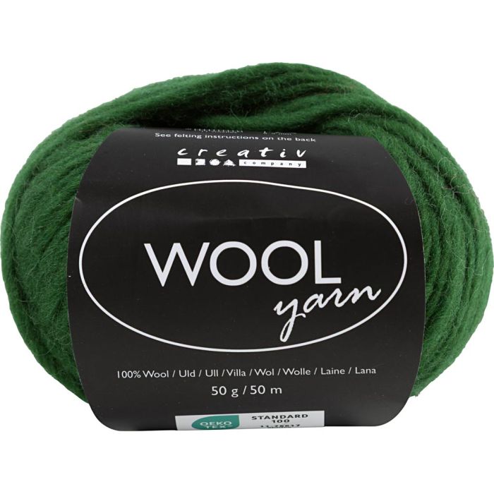 Pelotes de laine, L : 50 m, aiguille 8-9, vert, 50 gr/ 1 boule