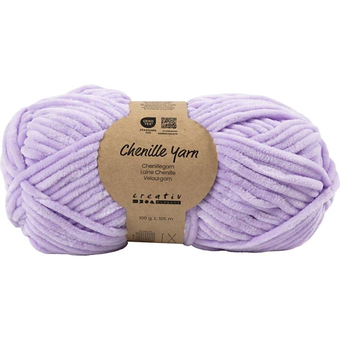 Laine Chenille, L : 105 m, aiguille 5-6, violet, 100 gr/ 1 boule