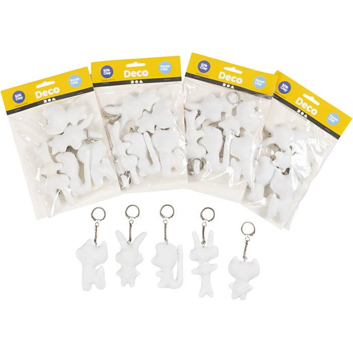 Figurines en tissu avec porte-clés, H : 6-10 cm, 25 pièces/ 1 Pq.