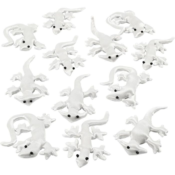 Reptiles en tissu, dim. 10-14 cm, blanc, 12 pièces/ 1 Pq.