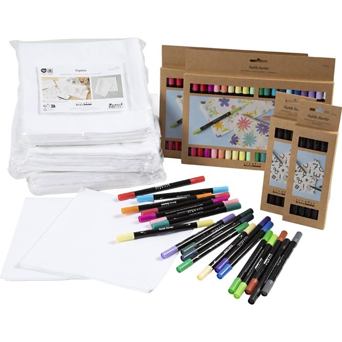 Kit DIY Groupe Peins ton propre set de table, dim. 42x42 cm, trait 2,3+3,6 mm, ass. de couleurs, 60 pièces/ 1 Pq.