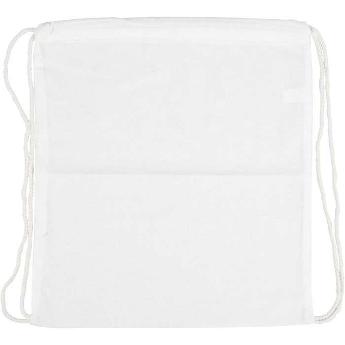Sac à Cordons, dim. 37x41 cm, 130 gr, blanc, 1 pièce