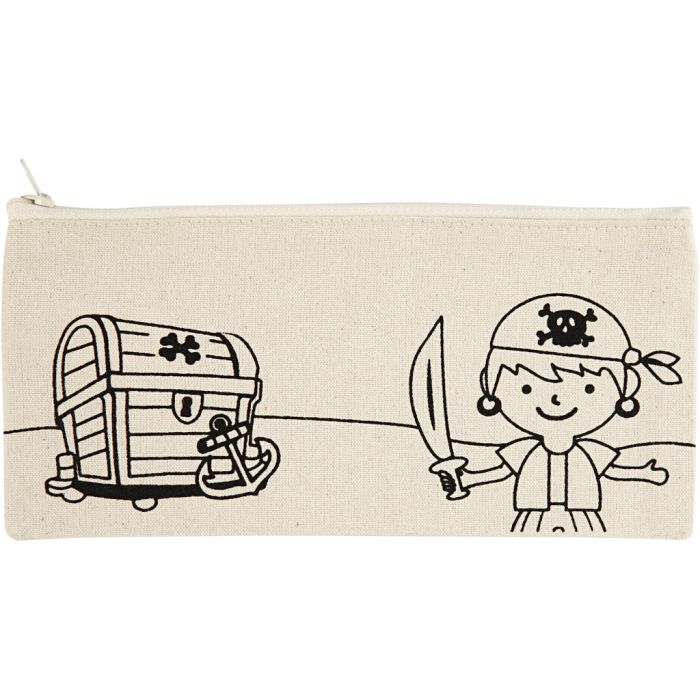 Trousse, pirate, dim. 21x9 cm, 245 gr, naturel clair, 1 pièce