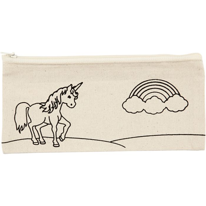 Trousse, licorne, dim. 21x9 cm, 245 gr, naturel clair, 1 pièce