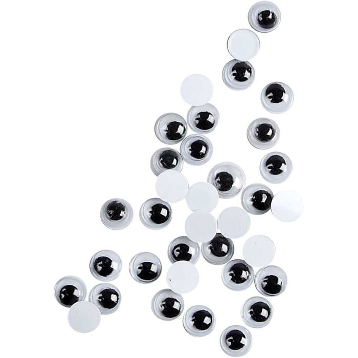 Yeux Mobiles, Non autocollants, d 6 mm, 1000 pièces/ 1 Pq.
