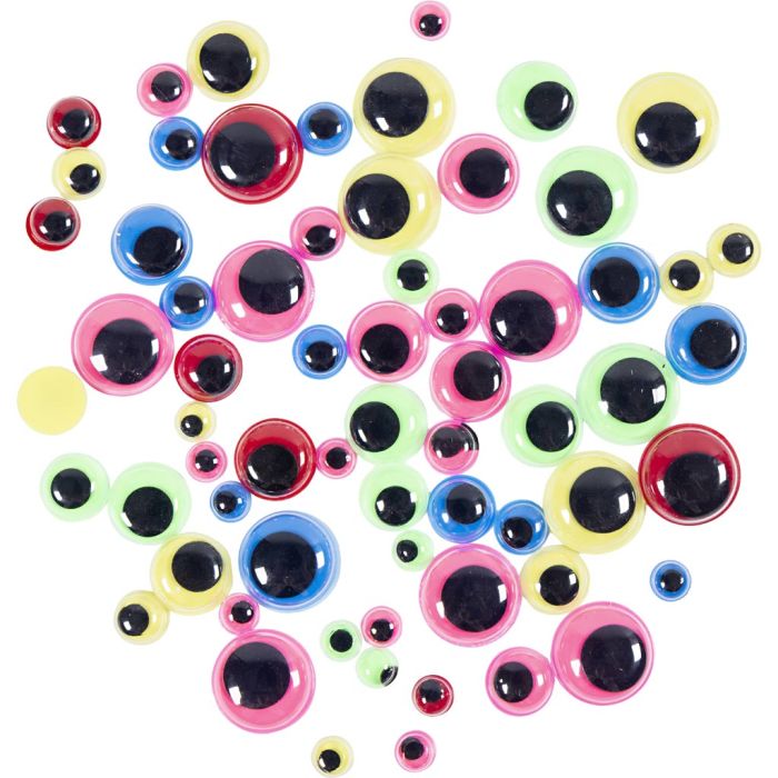 Yeux Mobiles, d 5-14 mm, ass. de couleurs, 200 pièces/ 1 Pq.