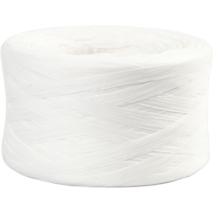 Fil de Raphia, L : 7-8 mm, blanc, 100 m/ 1 rouleau
