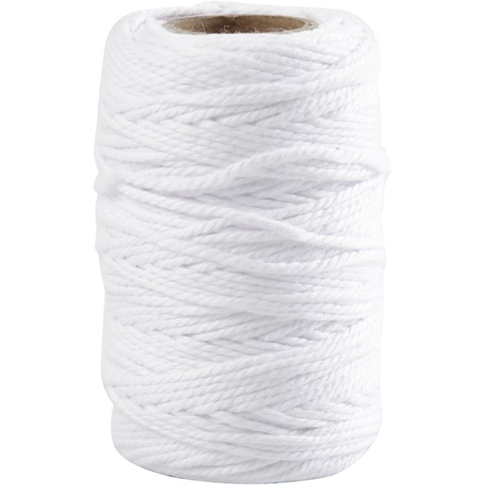 Ficelle de coton, ép. 1,1 mm, blanc, 50 m/ 1 rouleau