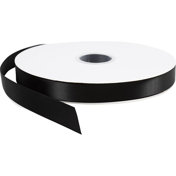 Ruban de satin, L : 20 mm, noir, 100 m/ 1 rouleau