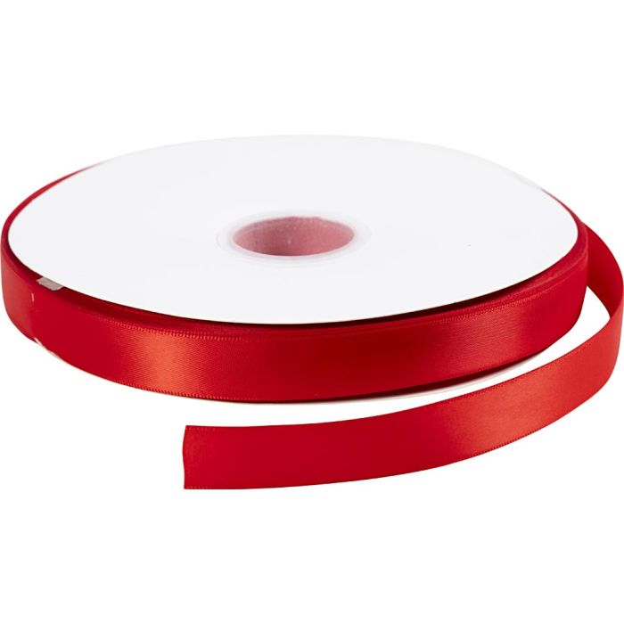 Ruban de satin, L : 20 mm, rouge, 100 m/ 1 rouleau