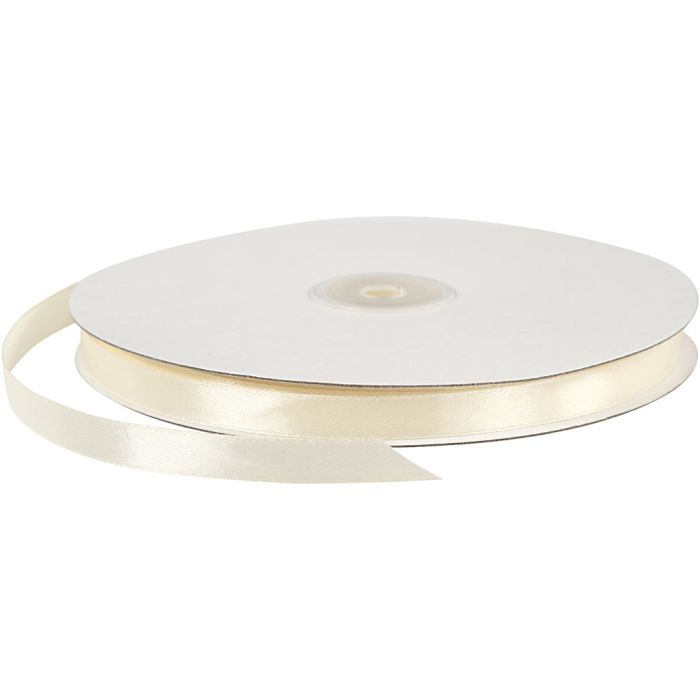 Ruban de satin, L : 10 mm, blanc cassé, 100 m/ 1 rouleau