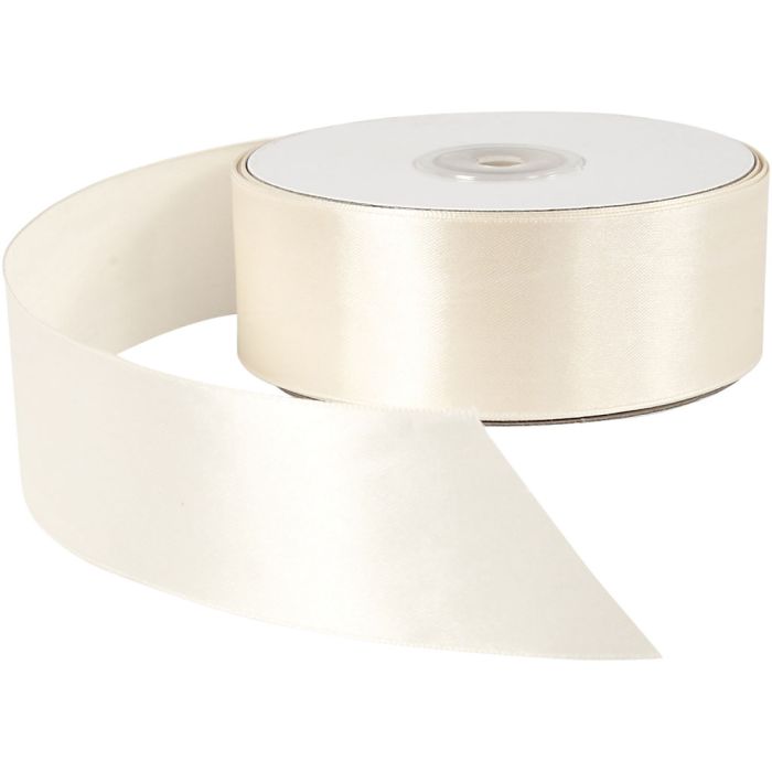 Ruban de satin, L : 38 mm, crème, 50 m/ 1 rouleau